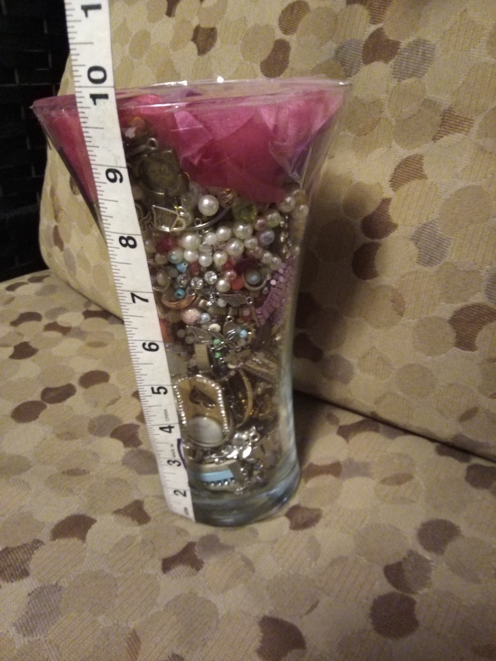 Clear Vase Filled with Colorful Costume Jewelry & Watch - Picture 4 of 5